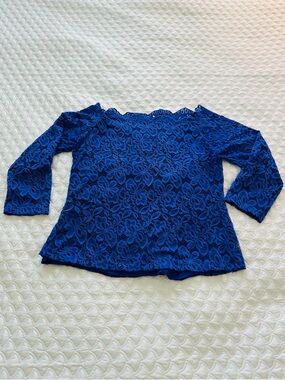 Irish lace Royal Blue Off-Shoulder Top
